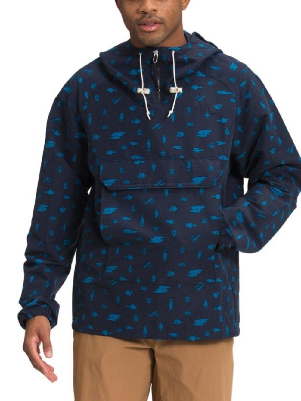 The North Face Navy Pullover Anorak with Teal Print